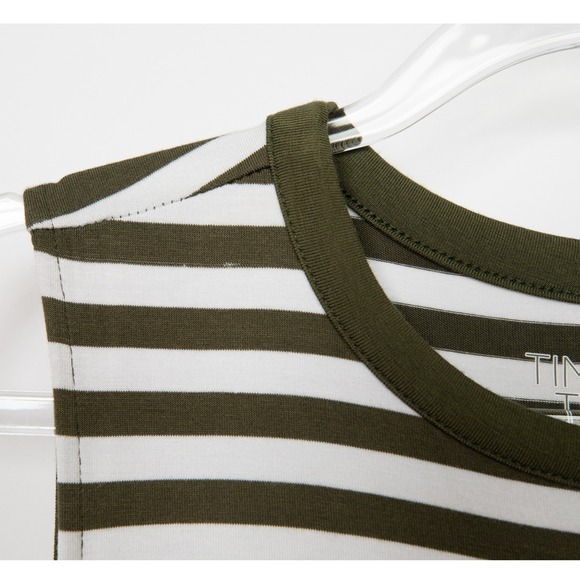 Time and Tru Olive Green Striped Tank Dress Sleeveless Casual Relaxed Fit Size L - Picture 4 of 9